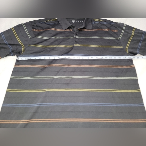 Nike Men's Polo Shirt - Dark Gray with Colorful Stripes - Picture 7 of 9
